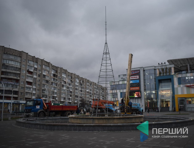 Біля «Променя» встановлюють новорічну ялинку. ФОТО