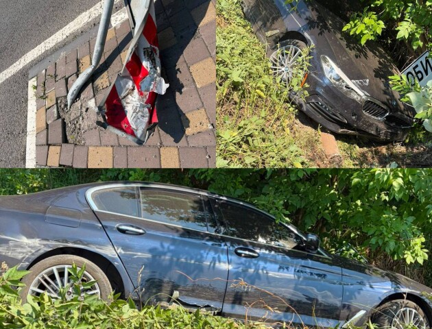 На Волині BMW зніс дорожні знаки й злетів у кювет