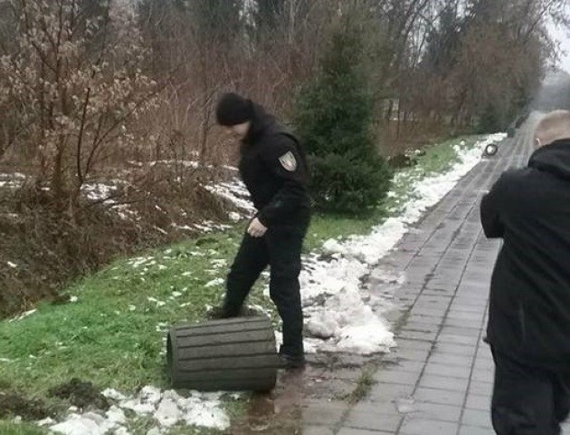 У луцькому парку вандали знову поперекидали смітники