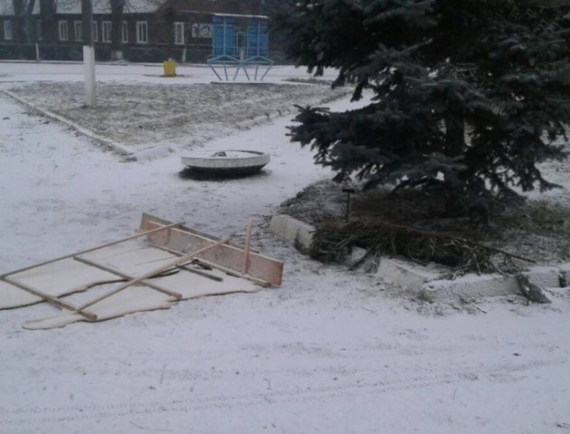 В Шацьку вандали поламали гілки новорічної ялинки і перекинули святкові фігурки
