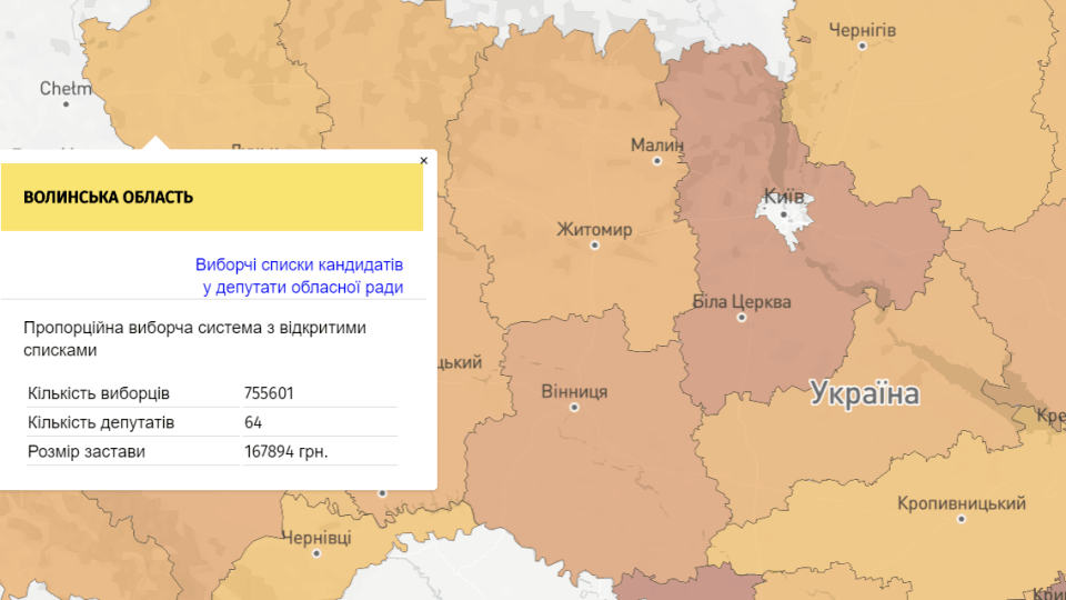 Місцеві вибори-2020: з’явилася інтерактивна карта, яка «розповість» про всіх кандидатів
