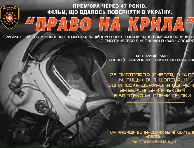 Презентуватимуть документальний фільм, знятий на Луцькому військовому аеродромі. ВІДЕО