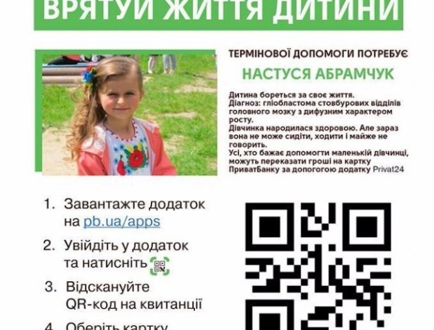 Допомогти вижити Насті Абрамчук можна у «ПортCity»